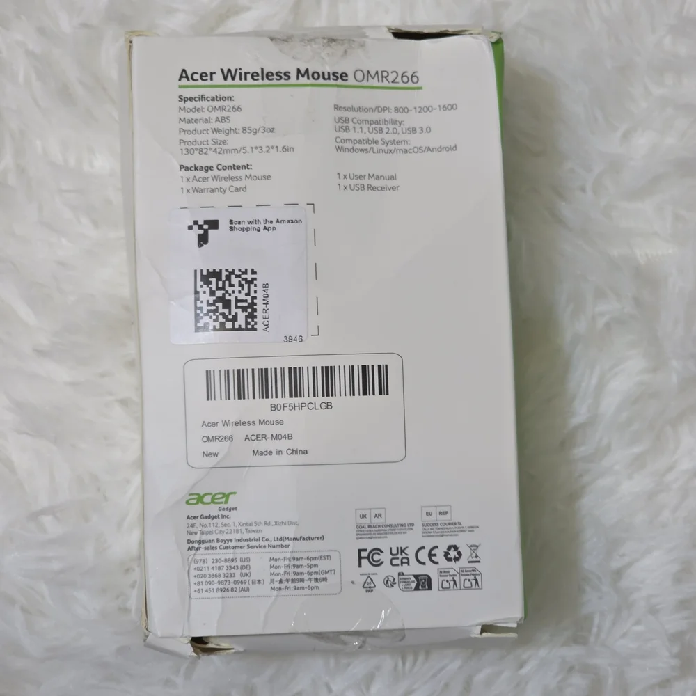 Acer OMR266 Wireless Mouse - White and Green
